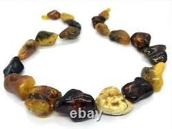 AMBER NECKLACE Gift Massive Unique Natural Baltic Amber Beads Ladies 119g 10423