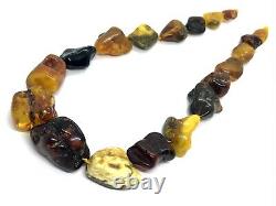 AMBER NECKLACE Gift Massive Unique Natural Baltic Amber Beads Ladies 119g 10423