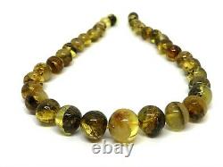 AMBER NECKLACE Gift Natural BALTIC AMBER Oval Round Beads Ladies 51,7g 17049