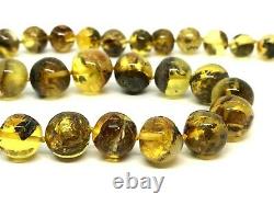 AMBER NECKLACE Gift Natural BALTIC AMBER Oval Round Beads Ladies 51,7g 17049