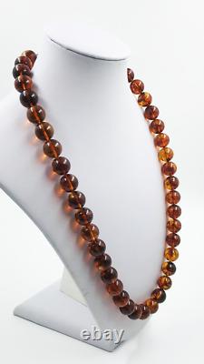AMBER NECKLACE Natural BALTIC Amber round Beads Amber Gift Jewelry pressed 54gr