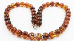 AMBER NECKLACE Natural BALTIC Amber round Beads Amber Gift Jewelry pressed 54gr