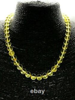 AMBER NECKLACE Natural Baltic Amber Round Beads Yellow Lemon Ladies 20,2g 14170