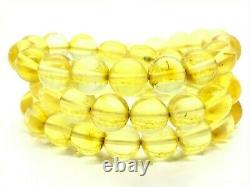 AMBER NECKLACE Natural Baltic Amber Round Beads Yellow Lemon Ladies 20,2g 14170