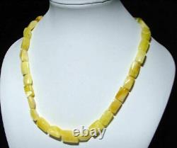 AMBER NECKLACE White Yellow Luxury BALTIC Amber Beads Gift Sterling Silver 25gr
