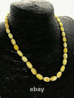 AMBER NECKLACE White Yellow Royal BALTIC Amber Beads Gift Knotted 11,1g 15435