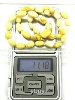 AMBER NECKLACE White Yellow Royal BALTIC Amber Beads Gift Knotted 11,1g 15435