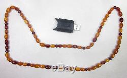 ANTIQUE 31 NATURAL BUTTERSCOTCH BALTIC AMBER BEADED NECKLACE 26.3 Grams