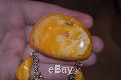 Antique Baltic Amber Natural Brooch Butterscotch Egg Yolk 36,9 Grams