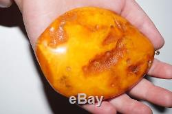Antique Baltic Amber Natural Pendant Butterscotch Egg Yolk 49 Grams