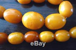 Antique Butterscotch Egg Yolk Natural Baltic Amber Beads Necklace Weight 52 Gram