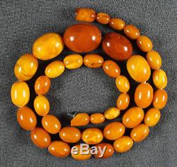 ANTIQUE GENUINE NATURAL BUTTERSCOTCH BALTIC AMBER BEAD NECKLACE 32.7 GRAMS