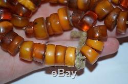 Antique Natural Baltic Amber Butterscotch Egg Yolk Necklace Beads 66,4 Grams