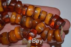 Antique Natural Baltic Amber Butterscotch Egg Yolk Necklace Beads 66,4 Grams