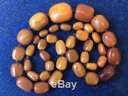 ANTIQUE NATURAL BALTIC AMBER Butterscotch Prayer Beads EGG YOLK ROSARY 181gr