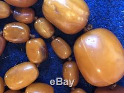 ANTIQUE NATURAL BALTIC AMBER Butterscotch Prayer Beads EGG YOLK ROSARY 181gr
