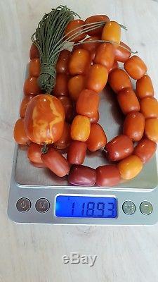 ANTIQUE NATURAL BALTIC AMBER Butterscotch egg yolk Beads ROSARY Tibetan hinese