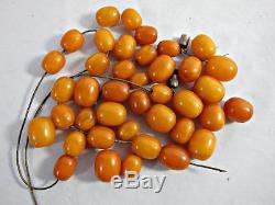 ANTIQUE NATURAL BALTIC AMBER NECKLACE 38g EGG YOLK YELLOW OVAL BEADS
