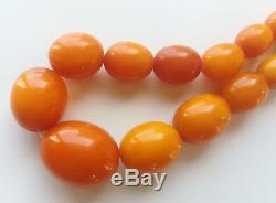 ANTIQUE NATURAL BALTIC EGG YOLK BUTTERSCOTCH AMBER NECKLACE OLIVE BEADS 22 grams