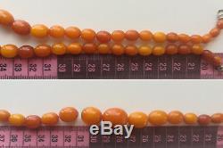 ANTIQUE NATURAL BALTIC EGG YOLK BUTTERSCOTCH AMBER NECKLACE OLIVE BEADS 22 grams