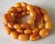 ANTIQUE NATURAL BALTIC YELLOW BUTTERSCOTCH OVAL AMBER BEAD NECKLACE 22 gms