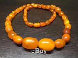 ANTIQUE NATURAL BEAUTIFUL OVAL BALTIC AMBER BEADS NECKLACE 32 gr
