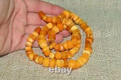 ANTIQUE NATURAL RUSSIAN BALTIC AMBER ROYAL vtg stone necklace EGG? Old