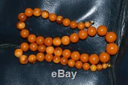ANTIQUE Natural Butterscotch Egg Yolk Baltic Amber Necklace Beads 53.6g Chinese