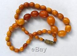 ANTIQUE REAL NATURAL BALTIC BUTTERSCOTCH EGG YOLK AMBER NECKLACE BEADS 14 grams