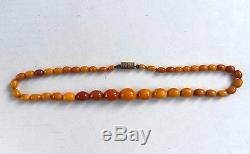 ANTIQUE REAL NATURAL BALTIC BUTTERSCOTCH EGG YOLK AMBER NECKLACE BEADS 14 grams