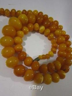ATG antique natural amber stone necklace toffee egg yolk Baltic amber