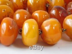 ATQ NATURAL Baltic Egg Yolk Amber Butterscotch Graduated Bead Necklace 150 grams