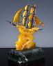 Authentic Chinese Baltic Natural Butterscotch Egg Yolk Amber & Silver Sail Ship
