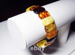 Adult Amber Bracelet Natural Baltic Amber colorful beads on elastic