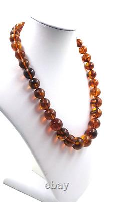 Adult Amber Necklace Genuine Baltic Amber pressed big beads necklace 45gr
