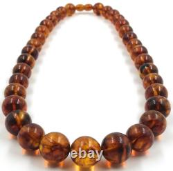Adult Amber Necklace Genuine Baltic Amber pressed big beads necklace 45gr