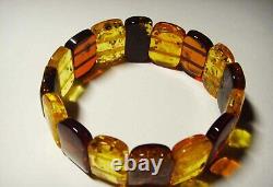 Adult Amber bracelet Natural Baltic Amber colorful beads on elastic A-371