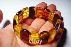Adult Amber bracelet Natural Baltic Amber colorful beads on elastic A-371