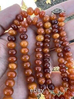 Amazing Antique Natural Baltic Egg Yolk Butterscotch Amber Beaded Necklace