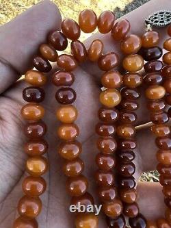 Amazing Antique Natural Baltic Egg Yolk Butterscotch Amber Beaded Necklace