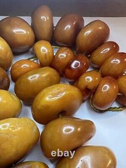 Amazing Massive Natural Raw Baltic Amber Beads Mala Butterscotch Necklace 829g