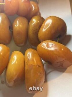 Amazing Massive Natural Raw Baltic Amber Beads Mala Butterscotch Necklace 829g