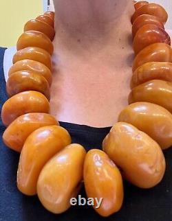 Amazing Massive Natural Raw Baltic Amber Beads Mala Butterscotch Necklace 829g