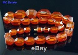 Amazing Vintage Natural Baltic Deep Honey Large Amber Faceted Necklace