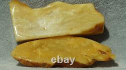 Amber 2 Stones Antique Natural Baltic White Class Rare Form And Inside Texture