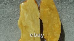 Amber 2 Stones Antique Natural Baltic White Class Rare Form And Inside Texture