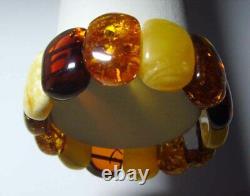 Amber Adult Bracelet Natural Baltic Amber Multicolor beads Gemstone Brac A-748
