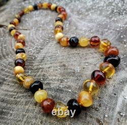 Amber Beads Natural Necklace Genuine Multi-Color Baroque Beads Large Authentic