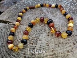 Amber Beads Natural Necklace Genuine Multi-Color Baroque Beads Large Authentic