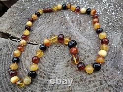 Amber Beads Natural Necklace Genuine Multi-Color Baroque Beads Large Authentic